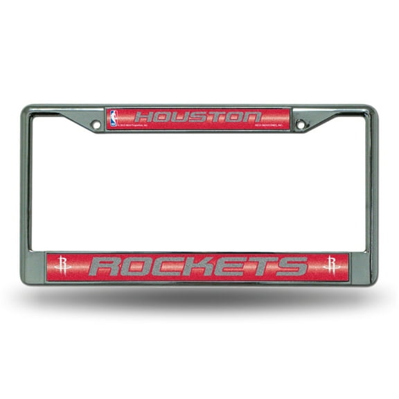 Houston Basketball Rockets Standard Size Chrome License Plate Frame - It Sparkles! - Let's Go!
