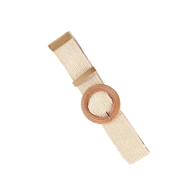 Cinturón Trenzado Sunnimix Hebilla de Madera Blanco