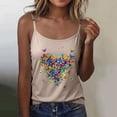 thumbnail image 2 of WEIWEN Spaghetti Strap Tank Top for Women Vest Dressy Casual Colorful Butterfly Heart Print Sleeveless Cami Shirts Womens Tank Tops Khaki, M, 2 of 4