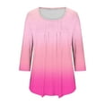 thumbnail image 6 of Elvqul Womens Pleated Tops Casual Pullover T Shirts Hot Pink Fashionable Printed Plus Size Crewneck Blouses for Women Loose Fit, 6 of 6