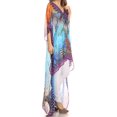 thumbnail image 4 of Sakkas Zeke Hi Low V-Neck Caftan Dress Printed Top Cover / Up - Turq Purple / Multi - One Size Regular, 4 of 5