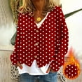 thumbnail image 2 of Aboser Womens Flannel Cardigan Sweaters Trendy Polka Dot Print Jackets Long Sleeve Button Down Outerwear Warm V Neck Fall Sweater Coat Open Front Casual Sweater Cardigans, 2 of 6