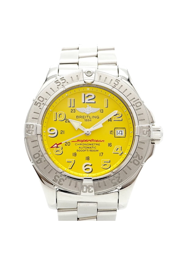Pre-Owned Breitling Superocean A17360 Yellow Dial Men's Watch