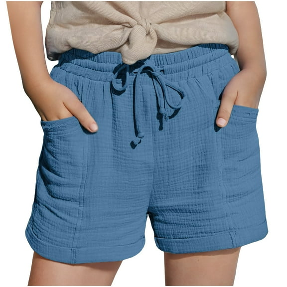 Mgmyaa Girls' Shorts Kids Summer Casual Rolled Edge Relaxed Shorts