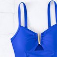 thumbnail image 2 of One Piece Swimsuit Women-Neck V-Clay Solid Bikini Beach Pool Swimwear (XL) Azul, 2 of 9