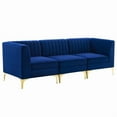 thumbnail image 2 of Modway Triumph 3-Seater Channel Performance Velvet Tufted Sofa in Navy, 2 of 11