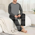 thumbnail image 4 of KyCheLot Men's Pajama Set Crewneck Long Sleeve Tees Stretchy Elastic Waist Wide Leg Pants Comfy Sleepwear, 4 of 7