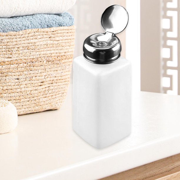 Dispensador de líquido de empuje, contenedor de metanol, botella portátil con bomba premium, recargable para desmaquillaje, salón personal, 250 ml