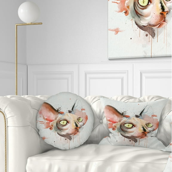 Designart Red Faced Cat Watercolor Sketch - Animal Throw Pillow - 12x20