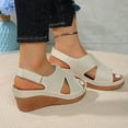 thumbnail image 6 of Hopeusnice Sandals for Women Soft Non-Slip Breathable Trendy Women's Sandals PU Materials Summer Shoes Open Toe Sandals Wedge Heel Round Toe Flexible Walking Shoes Beige 38, 6 of 9