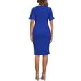 thumbnail image 3 of INSPIRE CHIC Women's Mother's Day Work Maternity Dresses Semi Formal Short Sleeves V-Neck Front Pleated Office Pregnancy Business Dress M Royal Blue, 3 of 6