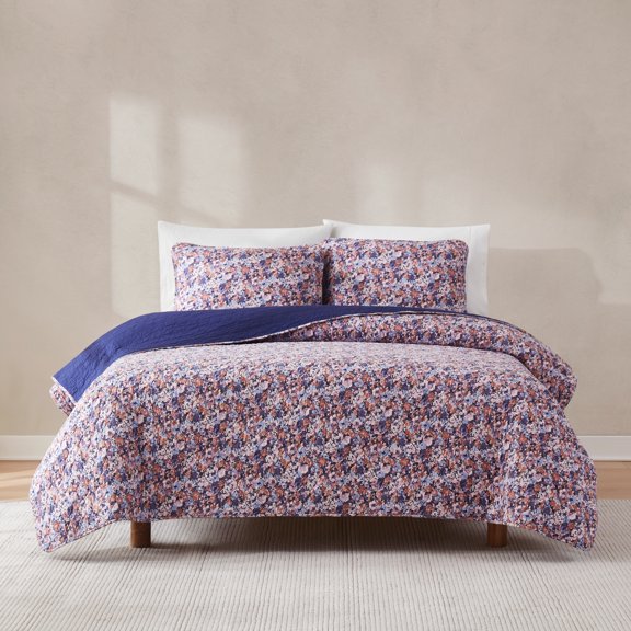 Lush Decor Alicia Camo Floral? Cotton Quilt 3 Piece Set King/ Cal King Purple - Floral Bedding Set - Flower Quilt - Botanical Print - Modern Decor