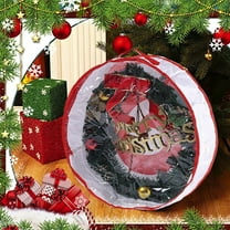 Nkmbld Large-Capacity Christmas Wreath Storage Bag - Water Proof Garland Holiday Container with Zippers Wide Opening - Tear Resistant Fabric, Red