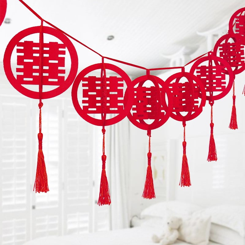 10 CHINESE 2M HAPPINESS GARLAND RED BUNTING WEDDING BIRTHDAY CHILDREN SHOP PARTY 