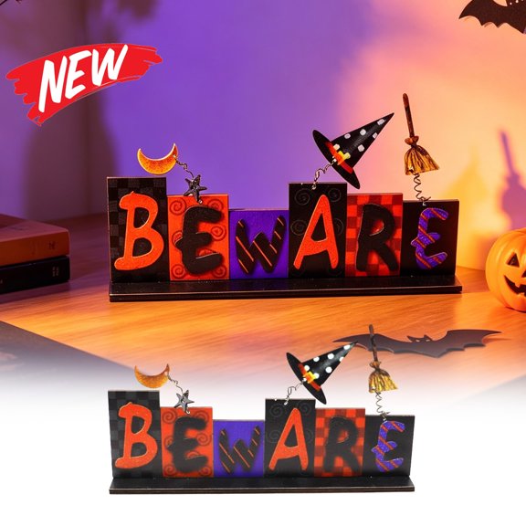Halloween Decorations Savings, Wooden Halloween Tabletop Ornament, Spooky Ornament for Fall Holiday Decor, Halloween Decoration Tabletop Centerpiece for Halloween Decorations Indoor Wooden Craft