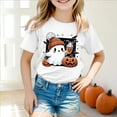thumbnail image 2 of enyan Boys Girls Halloween Shirt Pumpkin Ghost T Shirt Toddler Boy Girl Short Sleeve Cute Graphic Tee Tops (White,4-5 Years), 2 of 5