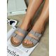 thumbnail image 1 of Vegan Leather Double Buckle flat Sandals, 1 of 4