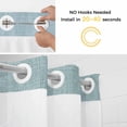 thumbnail image 5 of Vintage Haze Blue No Hook Shower Curtain Waterproof,Bathroom Curtains with Snap in Liners and See Through Top Window,Farmhouse Retro Solid Color Linen Texture Hotel Bathtub Curtains Shower 72"Wx72"L, 5 of 8