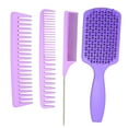 thumbnail image 1 of Lishi Detangling Hair Comb Set - 4pcs of Wide Teeth Comb for Easy Hair Styling (Purple Box), 1 of 20