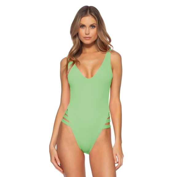 Becca by Rebecca Virtue Fine Line Rib Sophie One-Piece Mint Julep SM
