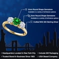 thumbnail image 2 of Gem Stone King 18K Yellow Gold Plated Silver Green Created Emerald and White Moissanite Engagement Ring for Women | 2.00 Cttw | Round 6MM | Gemstone May Birthstone | Size 5, 2 of 7