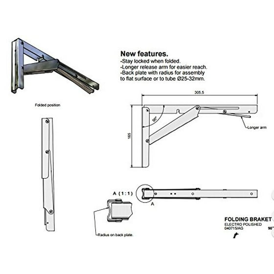 Amarine Made Heavy Duty Stainless Steel Folding Shelf Bench