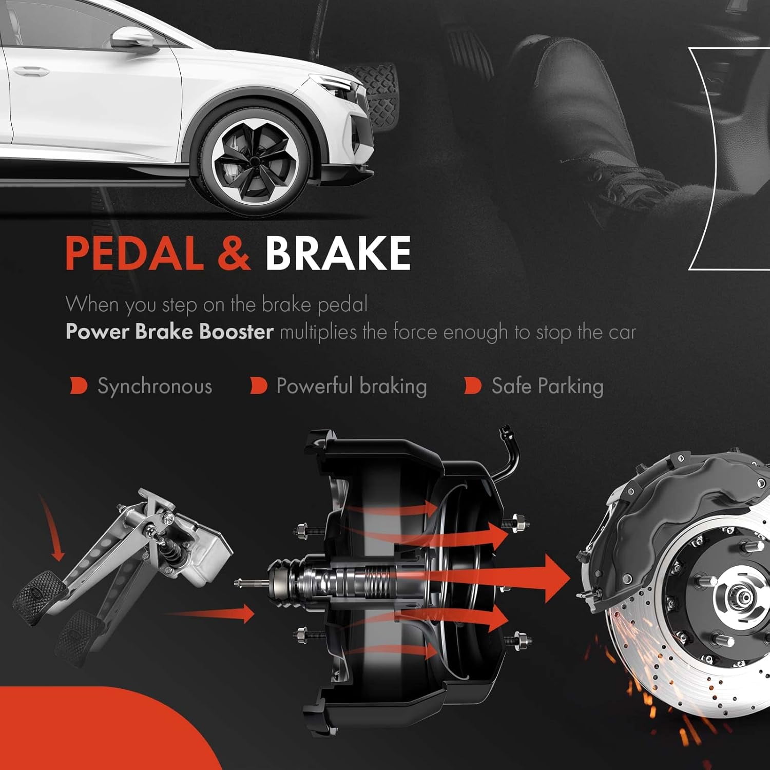 A-Premium Vacuum Power Brake Booster Compatible with Dodge Grand Caravan Chrysler Town & Country 11-16 Ram C/V 12-15 V6 3.6L Without Master Cylinder