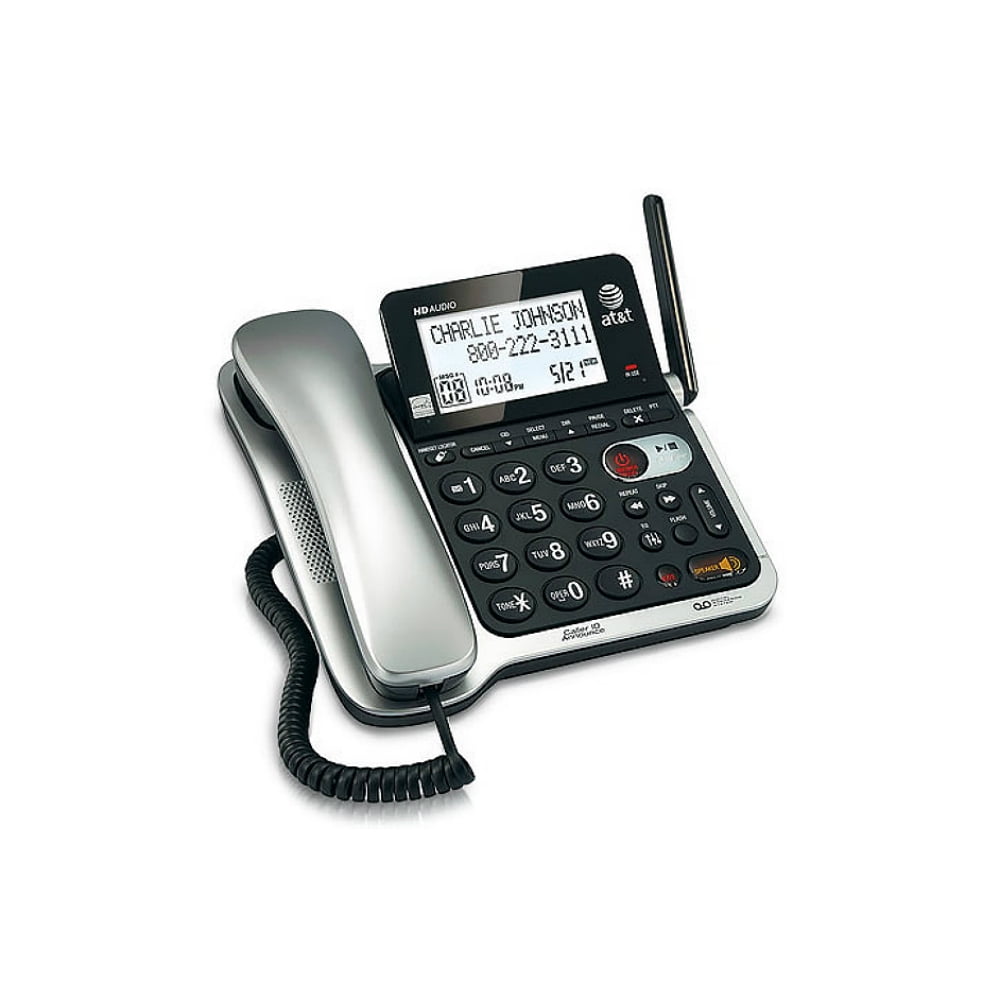 AT/&T CL84102 DECT 6.0 Corded//Cordless Phone with Answering System Caller ID