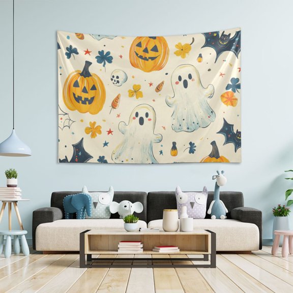 Yayeee Tapestry Wall Hanging for Bedroom 60" x 40" Living Room Home Wall Art Decor, Halloween Cute Ghosts