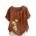 thumbnail image 1 of Birdeem T-Shirt Ample Décontracté d'Été pour Femme à Col Rond, Manches Courtes, à Imprimé Floral, 1 of 1