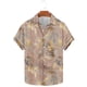 thumbnail image 2 of Camisas de Manga Corta de los Hombres Casual Hoja Impresión Solapa Superior, Mezcla de Poliéster/Spandex de la Moda para la Fiesta Y la Playa, 2 of 5