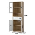 thumbnail image 5 of Ktaxon 67" Tall Bathroom Cabinet with 2 Drawers, Floor Storage Cabinet Wardrobes, 4 Door Wooden Cupboard Adjustable Shelf, White & Natural, 5 of 7