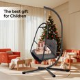 thumbnail image 4 of CQSXDA Swing Egg Chair With Stand In Modern Wicker Rattan Design For Indoor Outdoor Use With Cushion And Pillow, 4 of 12
