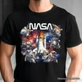 thumbnail image 2 of Artistic NASA Handcrafted Christmas T-Shirt, Astronaut in Outer Space with the Planets Tee, 2 of 5