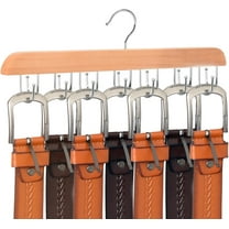 Belt Organizer,Belt Hanger for Closet,Belt Holder for Storage, Sturdy Wood Tie Belt Rack for Closet Organizer,14 Rotatable Hooks Belt Storage Organizer for Tie Tank Tops,Camisoles,1pc