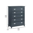 thumbnail image 5 of Benjara Sely Tall Dresser Chest, 5 Drawers, Navy Blue Wood Nickel Ring Handles, 5 of 6