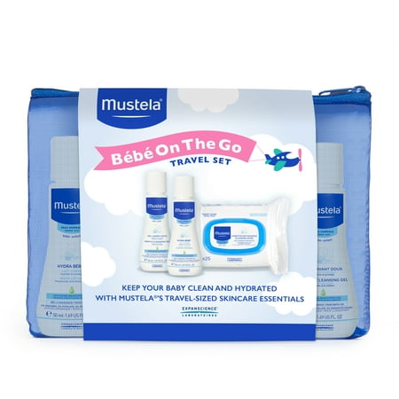 Mustela Bebe On the Go Set, Baby Skin Care & Baby Bath Products, Travel Size, 3