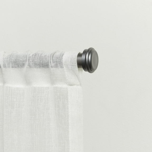 EXCLUSIVE HOME Topper 1" Curtain Rod and Coordinating Finial Set, Gunmetal, Adjustable 36"-72"