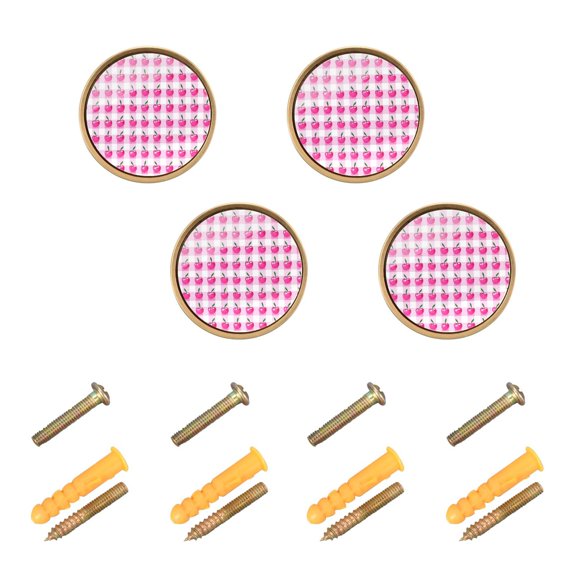 Kitchen Cabinet Knobs Cabinet Handles 1.25 inch Diameter Zinc Alloy Cherry with Gingham 4 Pack