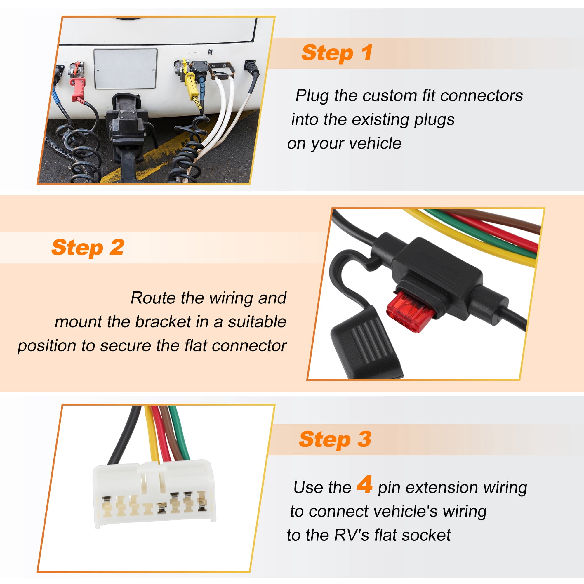 Unique Bargains 4-Way Flat Trailer Wiring Harness Kit for Acura MDX 2007-2013