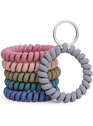 35pc Stretchable Plastic Bracelet Wrist Coil band Key Ring Chain