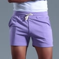 thumbnail image 4 of pstuiky Pantalones cortos para hombre, Pantalones cortos deportivos de algodón liso de tres puntos con cintura media y cordones para hombre Pantalones cortos deportivos para hombre, 4 of 8
