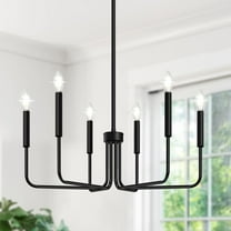 Black 6-Light Farmhouse Chandelier for Dining Room Lighting Fixtures Hanging, Rustic Industrial Modern Chandeliers, Modern Chandelier for Bedroom, Foyer, Hall, Kitchen, Living Room