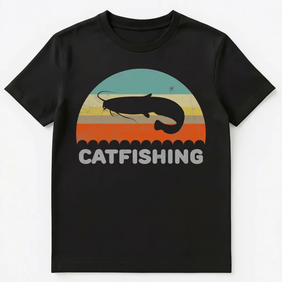 Funny Catfishing Catfish Pun Angler Humor Social Media Parody Art Unisex T-Shirt O01504, up to size 5XL