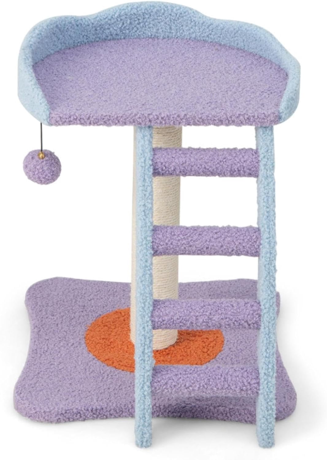2 Storey cat Tree, cat Climbing Frame, Plush cat Tower with Ladder Shape