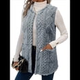 thumbnail image 1 of Chaleco de Peluche para Mujer, Cómodo Cárdigan Sin Mangas con Cremallera y Bolsillos Azul L, 1 of 7