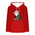 thumbnail image 5 of Women's Loose and Comfortable Drawstring V-Neck Long Sleeved Christmas Print Hoodie for Holiday Season and Casual Fashion Wear,Red,XL, 5 of 7