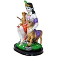 thumbnail image 3 of Krishna Statue 7.5" Krishna Govinda embracing a Calf and a Deer (K13), 3 of 4