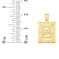 thumbnail image 4 of Floreo 10k Yellow Gold and White Gold 14.5mm or 18mm Personalized Alphabet Monogram A-Z Initial Square Pendant, 4 of 4