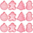 thumbnail image 1 of Juego de 12 moldes para galletas navideñas, cortadores de galletas para niños, cortadores de galletas con eyector, decoraciones interesantes, 1 of 5